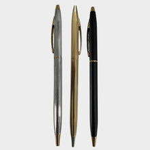 Combo of 3 Premium Twist Ball Pens – Matte Black, Glossy Gold & Silver Body | 0.6mm Blue Ink | Elegant Gold Clip | Smooth Writing | Ideal for Office, Gifting & Executive Use