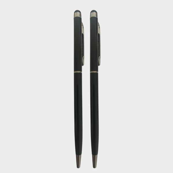 Glossy Black Color Stylus Ball Pen – Twist Mechanism | Blue Ink | Professional Look | Set of 2