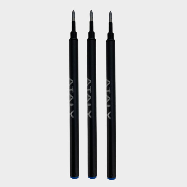 0.8mm Roller Refill – Set of 3 | Plastic Black Body | Smooth Blue Ink