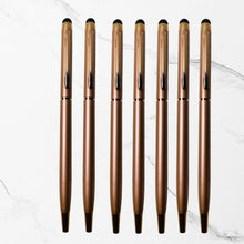 Set of 7 Stylus Metallic Rose Gold Ball Pens with Silver Clip | Twist Mechanism | 0.6mm Screw Type Blue Ink Refill | Smooth Writing | Luxury Gift Pen Set for Men & Women