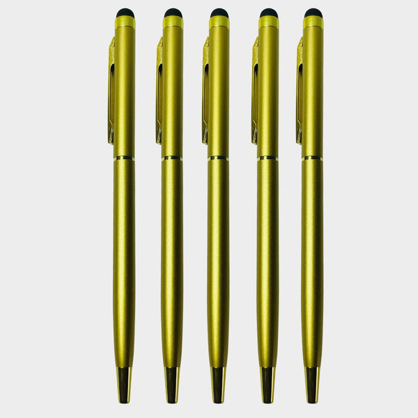 Ballpen Bazaar Metallic Glossy Gold Body Ball Pen Set of 5 – Premium Gold Clip | Twist Mechanism | Smooth Blue Ink