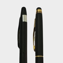 Combo of 2 Matte Black Stylus Twist Ball Pens – Gold & Silver Clip | Twist Mechanism | 0.6mm Blue Ink | Touchscreen Compatible