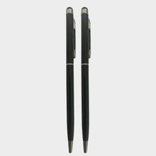 Combo of 2 Black Stylus Twist Ball Pens – Glossy Finish | 0.6mm Blue Ink | Touchscreen Compatible | Smooth Writing | Elegant Silver Clip | Ideal for Office, School & Gifting
