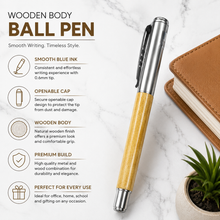 Wooden Finish Ball Pen with Silver Cap – Black Ink