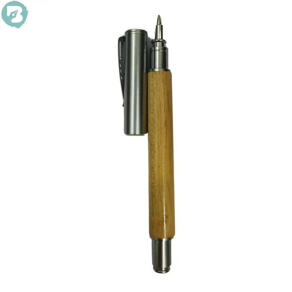 Wooden Finish Ball Pen with Silver Cap – Black Ink | BallPenBazaar
