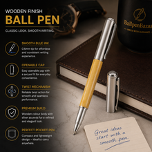 Wooden Roller Pen – Premium Openable | Blue Ink | BallPenBazaar