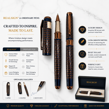 Ballpen Bazaar  Ballpen Bazaar Metallic Glossy Dark Blue Designer Grid Ball Pen with Copper Clip | Openable Cap | Blue Ink | 1 Pen with 1 Extra Blue Refill | Premium Metal Writing Pen for Office, Students, Business, Executive Gifting with Name Engraving