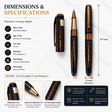 Ballpen Bazaar  Ballpen Bazaar Metallic Glossy Dark Blue Designer Grid Ball Pen with Copper Clip | Openable Cap | Blue Ink | 1 Pen with 1 Extra Blue Refill | Premium Metal Writing Pen for Office, Students, Business, Executive Gifting with Name Engraving