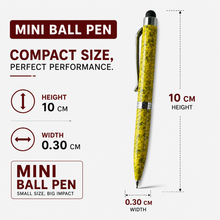 Ballpen Bazaar Stylus Metallic Glossy Designer Yellow Ball Pen with Silver Clip Twist Mechanism Mini Pen Blue Ink with 1 Extra Refill