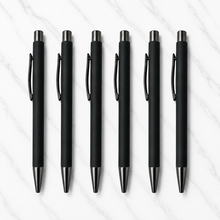 Ballpen Bazaar Set of 06 Matt Black Colour Body with Gunmetal Colour Clip Click Mechanism Ball Pen | Blue Ink | Premium Metal Writing Pens | 6 Pcs