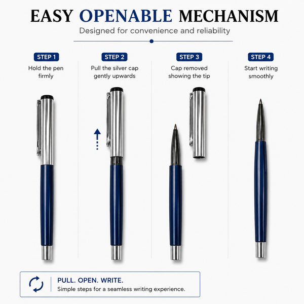 Ballpen Bazaar Set of 2 Metallic Glossy Ball Pens Blue & Red with Silver Cap | Openable Metal Ball Pen | Blue Ink | Includes 2 Free Plastic Jotter Refills | Executive Gift Pen Set