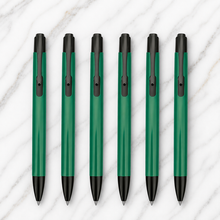 Ballpen Bazaar  Ballpen Bazaar Matt Green Colour Body with Glossy Black Colour Clip Click Mechanism Ball Pen Set of 6 with 6 Extra Blue Ink Refills | Premium Metal Ball Pens for Office, School, Business and Gifting with Name Engraving