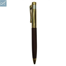 Red Color Leather and gold Body With Gold Clip Twist Mechanism Ball Pen  With Glycer 0.6mm Refill Blue Ink.