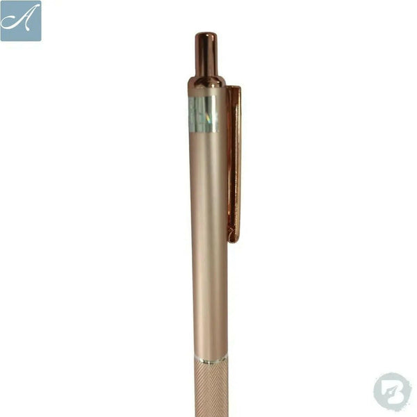 Rose Gold and Brown Metal Pen – Elegant and Comfortable for Smooth Writing with Plastic Jotter Refill Blue Ink.